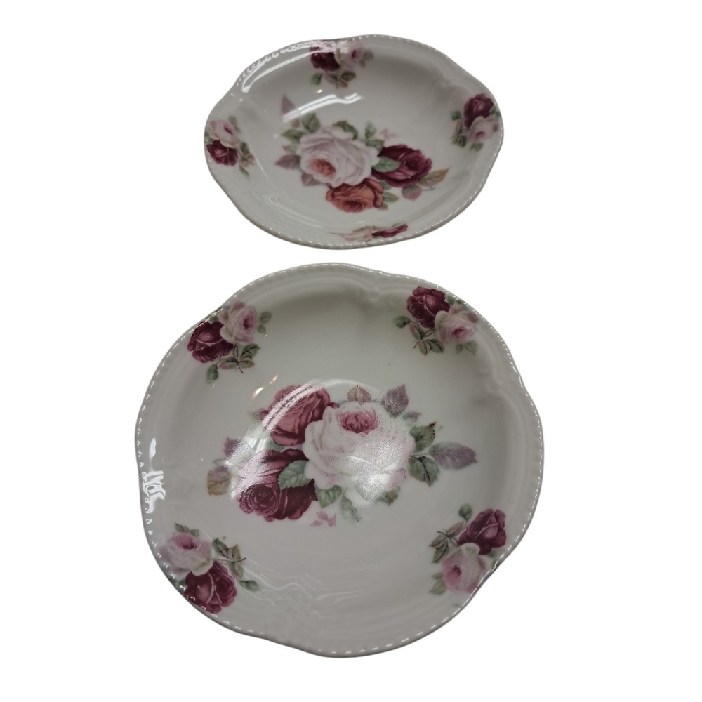 Floral Bowl Vintage Made In Germany 4.75" Jewelry Candy Dessert‎ Set Of 4 - Picture 5 of 9